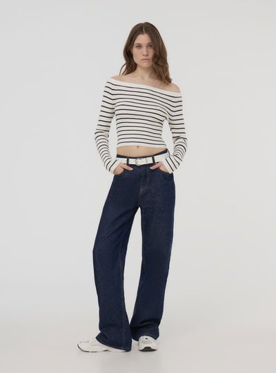 Maglia a righe con spalle scoperte