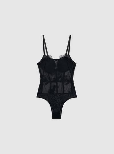 Body tulle con coppe e paillettes