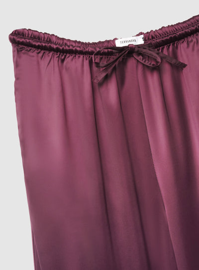 Pantaloni lunghi in satin con coulisse