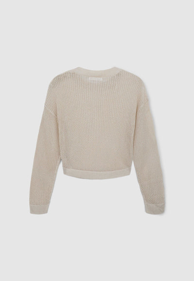 Maglia crop traforata effetto luccicante