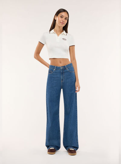 Jeans wide leg a tinta unita