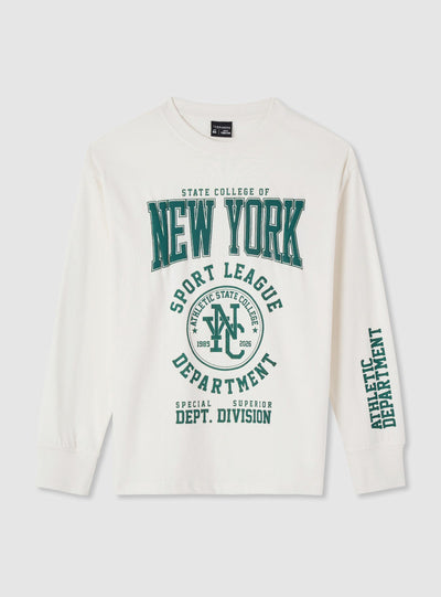 Long-sleeve T-shirt with college print