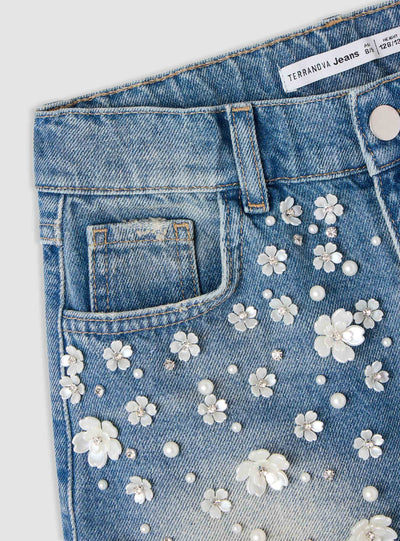 Pantalone Jeans Corto Applicazioni