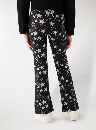 Leggings lunghi a zampa con stampa stelle