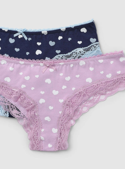 Pack 2 slip con cuori e fiocco