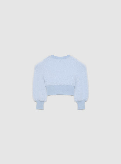 Maglia crop effetto pelo tinta unita