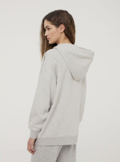 Felpa maxi con cappuccio e zip