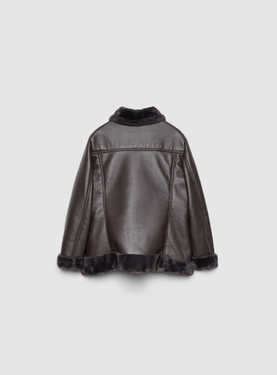 Giacca con collo effetto peluche e zip