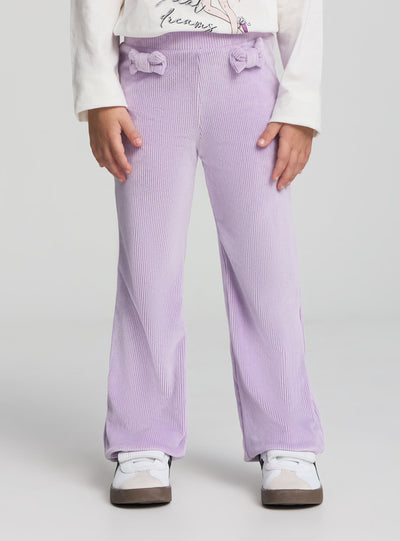Leggings sa rebrastim zvonastim nogavicama i mašnama