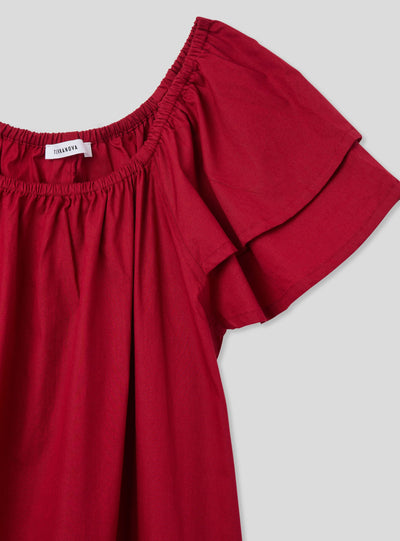Vestito lungo in popeline a maniche corte