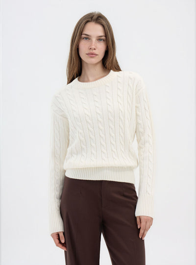 Maglia a trecce girocollo