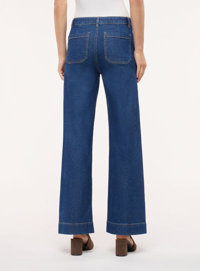Jeans wide leg con tasche applicate
