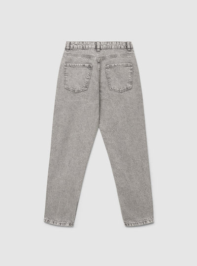 Jeans mom a vita alta a tinta unita