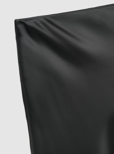 Gonna longuette in satin con bordo in pizzo