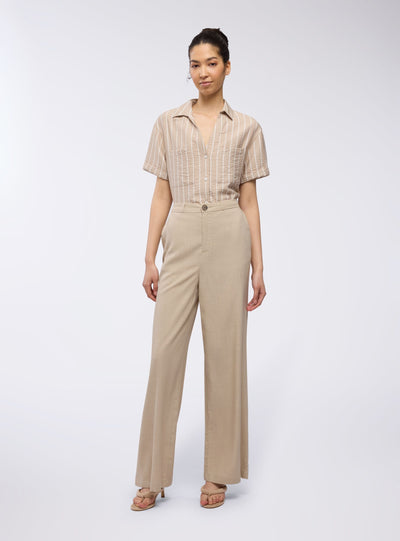 Pantaloni dad fits misto lino