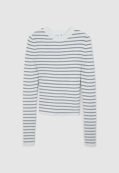 Maglia crop a righe a costine