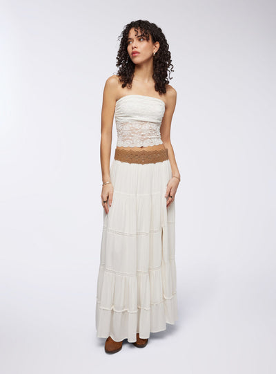 Top crop a fascia in pizzo semitrasparente