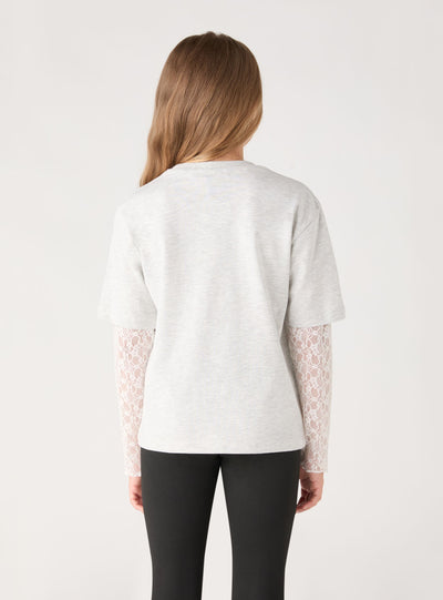 T-shirt a maniche lunghe con stampa e applicazioni