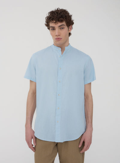 Camicia coreana in misto lino
