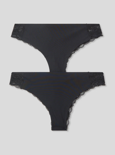 Pack 2 slip brasiliana taglio vivo con pizzo