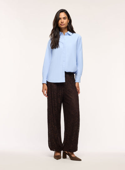 Pantaloni harem in pizzo con coulisse