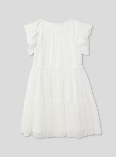 Vestito a balze in tulle glitterato
