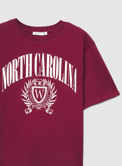 T-shirt maxi con stampa college