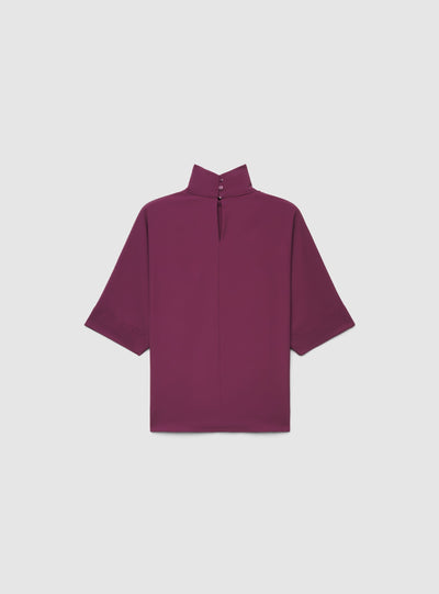 Blusa con collo alto e maniche 3/4