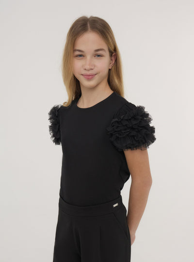 T-shirt con balze in tulle
