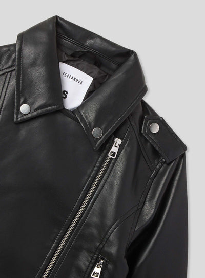 Leather-effect crop jacket