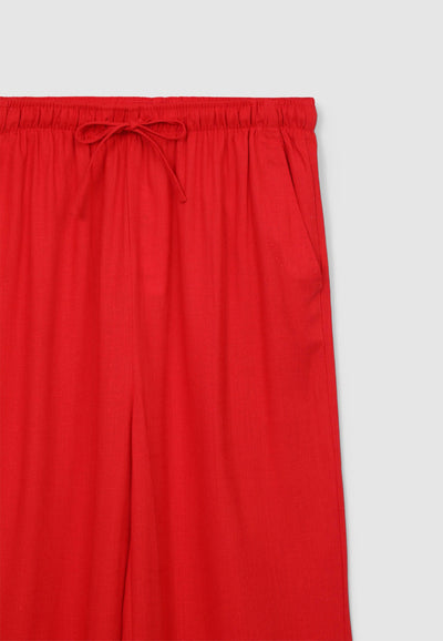 Pantaloni wide leg in misto lino con coulisse