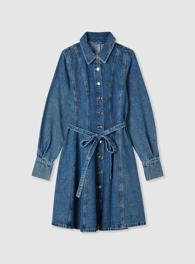 Vestito chemisier in denim con cintura