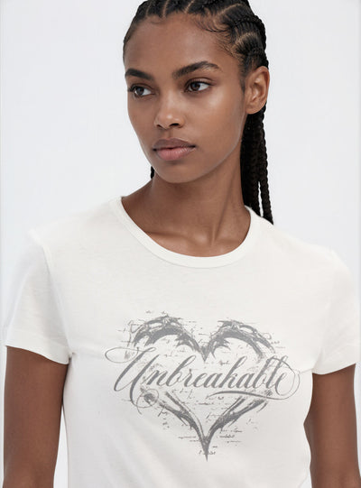 Slim fit T-shirt with gothic heart print