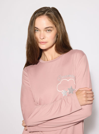 T-shirt pigiama maxi con stampa