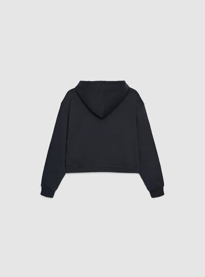 Felpa crop con cappuccio e stampa college