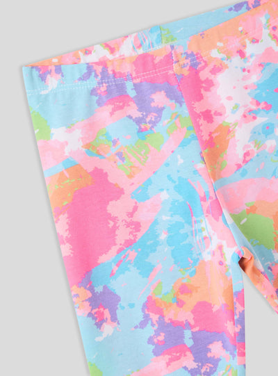 Three-quarter tie-dye leggings