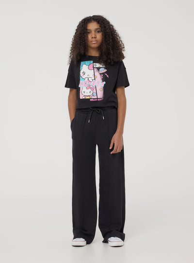 Pantaloni tuta leggeri wide leg con coulisse