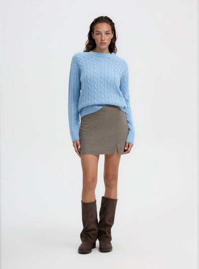 Maglia a trecce girocollo