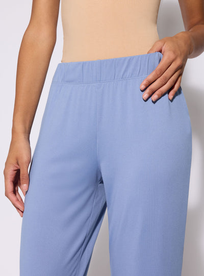 Pantaloni pigiama wide leg a tinta unita