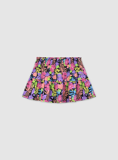 Multicoloured patterned skirt with ruching