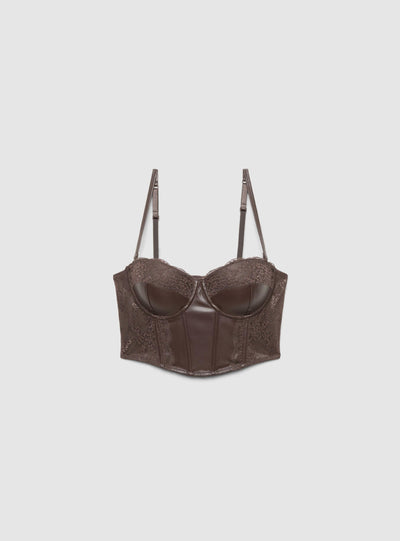Corsetto in similpelle dettagli pizzo