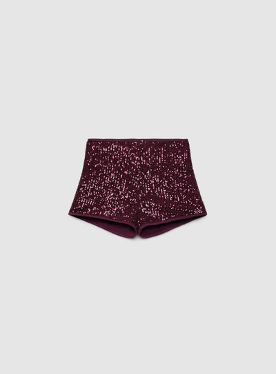 Shorts con paillettes a vita alta