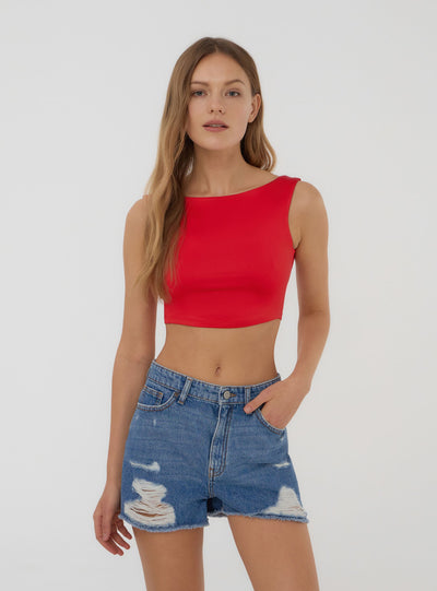 Shorts di jeans mom con strappi