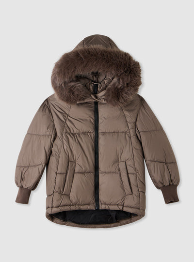 Oversized padded jacket with hood