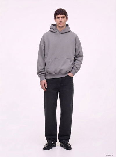 Felpa oversize con cappuccio e tasca a marsupio