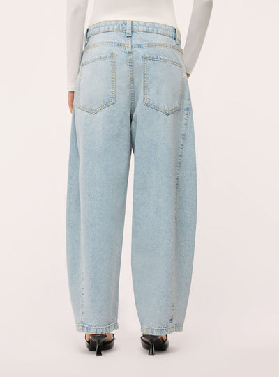 Jeans barrel a tinta unita