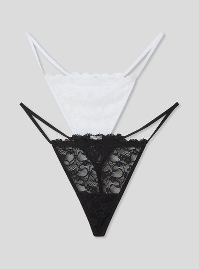 Pack of 2 lace T-string thongs