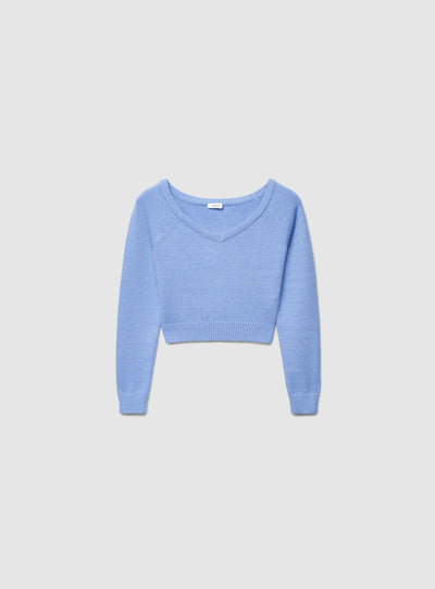Maglia crop con scollo a V e spalle scoperte