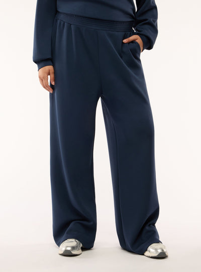 Pantaloni tuta wide leg a tinta unita