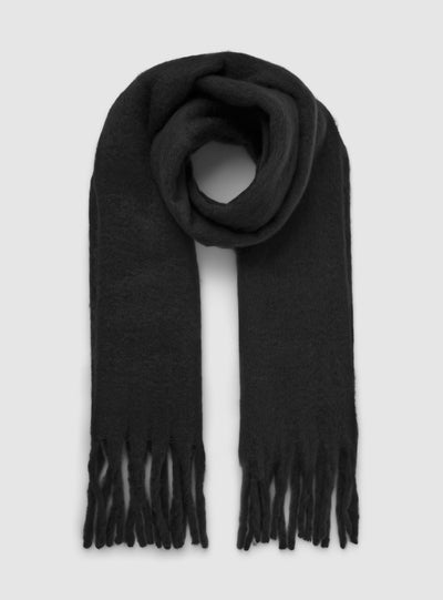 Sciarpa maxi con frange tinta unita